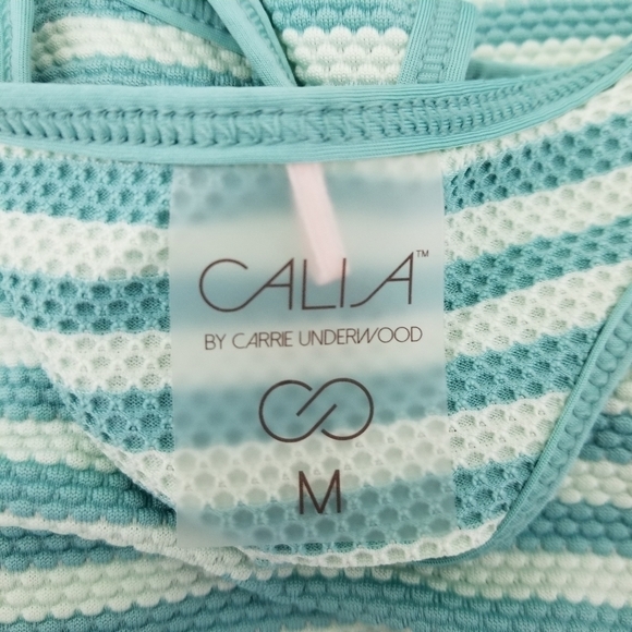 Calia by Carrie Underwood green striped waffle knit racerback tank top size M - Picture 9 of 10